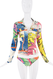 Christian Dior x Galliano Orange Blue Green Multicolor Map Graphic Print Tank Top FW2001