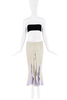 Emanuel Ungaro Beige Nude Purple Leather Ruffle Cut Out Slit Pants
