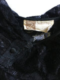 Vintage Black Italian Made Lurex Floral Lace Button-Up Blouse