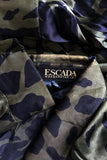 Escada Forest Green Silk Blouse with Black Leopard Zebra Animal Print - BOUTIQUE PURCHASE PRICE