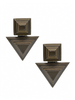 Missoni Brown Wood Geometric Square Triangle Pattern Earrings