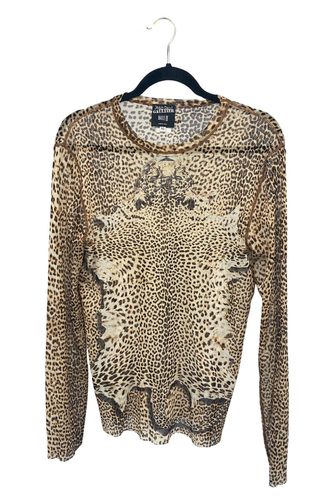 Jean Paul Gaultier Leopard Print Mesh Cheetah Top