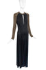 Roberto Cavalli Just Cavalli Black Pleat Key-Hole Detail Dress with Gold Stud Sleeve Details Dress Gown