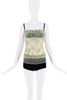 Dolce & Gabbana Green Embroidered Sheer Beaded Fringe Top