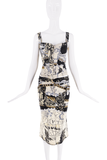 Roberto Cavalli White Black Multicolor Map Chain Print Midi Skirt
