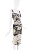 Roberto Cavalli Creme White Black Multicolor Map Chain Print Set