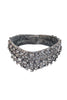 Vintage Silver Leather Crystal Embellished Rhinestone Choker Collar Necklace