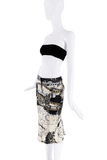 Roberto Cavalli White Black Multicolor Map Chain Print Midi Skirt