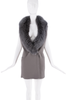 Saint Laurent Grey Suede Fur Collar Oversized Vest