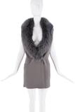 Saint Laurent Grey Suede Fur Collar Oversized Vest