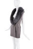 Saint Laurent Grey Suede Fur Collar Oversized Vest