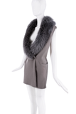 Saint Laurent Grey Suede Fur Collar Oversized Vest