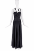Versace Black Crystal Sheer Bustier Halter Dress Gown