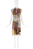 Roberto Cavalli Yellow Gold Blue Baroque Print Corset