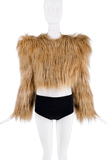 Dolce&Gabbana Brown Big Shoulders Cropped Fur Jacket
