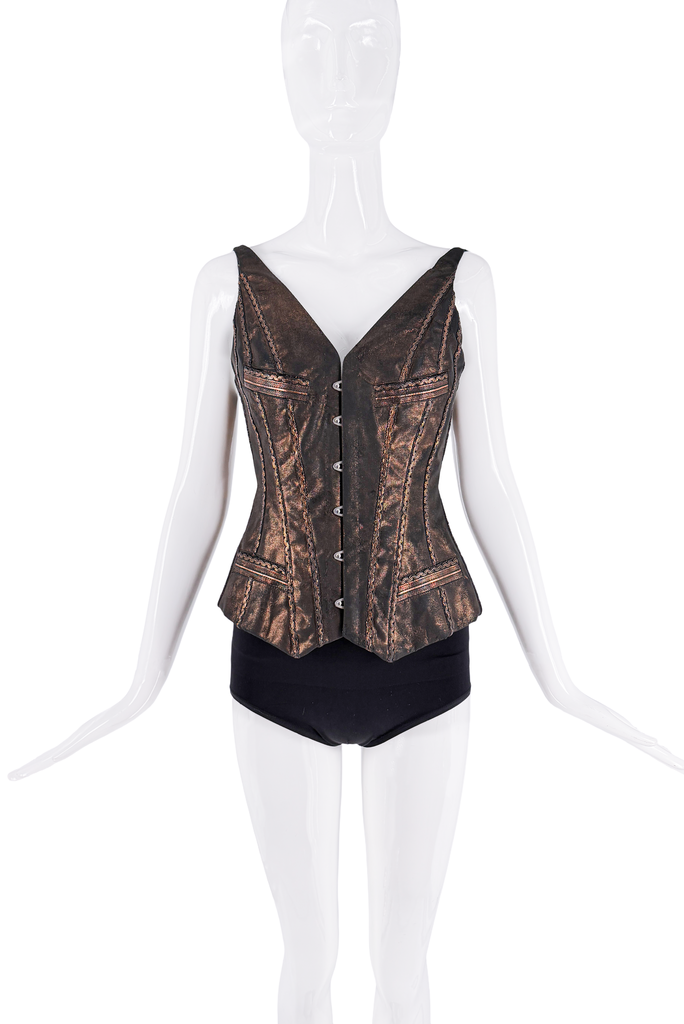 Jean Paul Gaultier Brown Metallic Corset Top