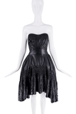 Christian Dior Black Leather Pleated Bustier Corset Dress Runway FW2010