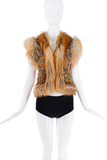 Roberto Cavalli Brown Multi Color Gemstone Fur Vest