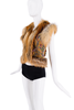 Roberto Cavalli Brown Multi Color Gemstone Fur Vest