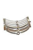 Jean Paul Gaultier Gold Bronze Silver Blackened Silver Layered Multi Chain Draped Bracelet