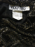 Vicky Tiel Couture Paris Gold Lame Black Turtleneck Peplum Top - BOUTIQUE PURCHASE PRICE
