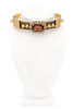 Mawi Gold Gunmetal Mesh Rhinestones and Spiked Collar