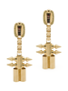 Mawi Gold Green and Red Rhinestones Spiked Chain Drop Earrings