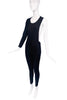 Vintage Black Lycra Mugler Style One Sleeve Asymmetric One Should Bodysuit