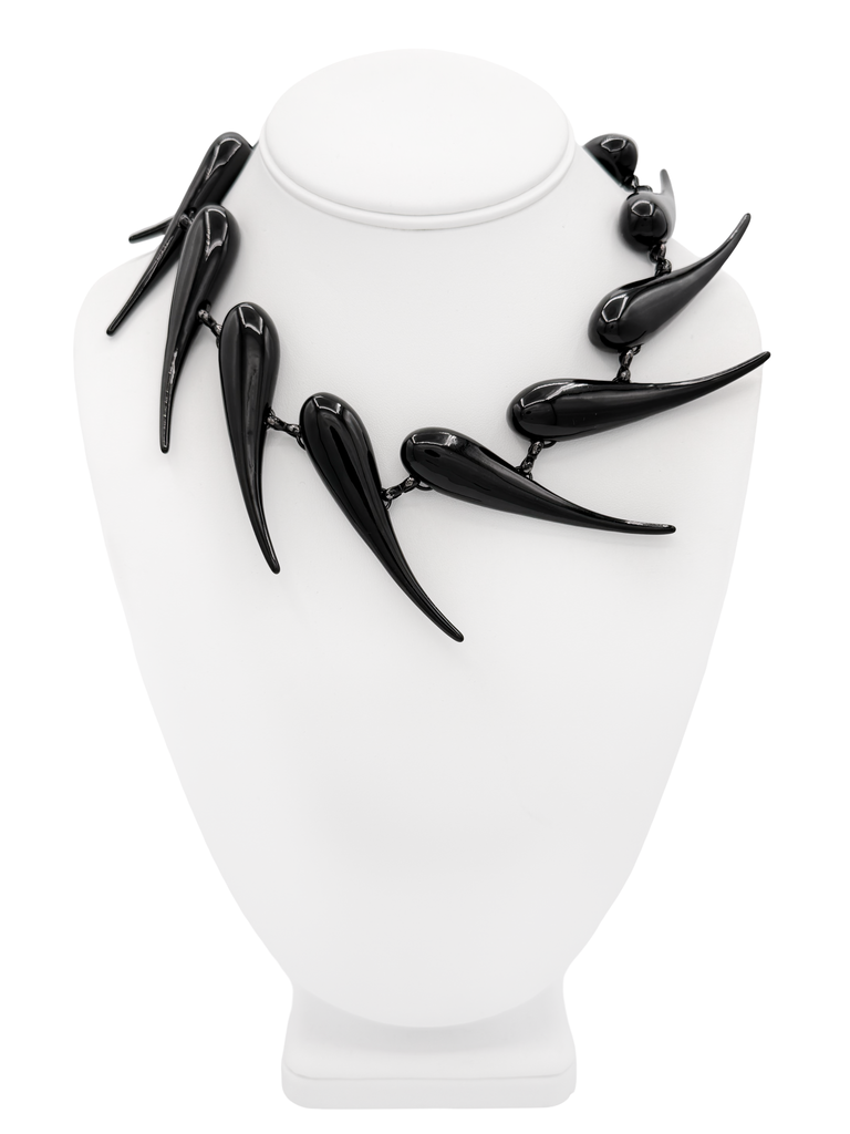 Mugler Black Pointed Teardrop Linked Necklace