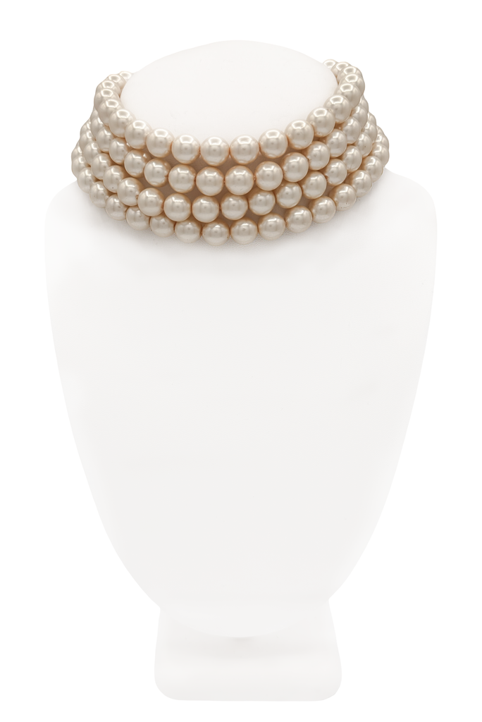 Vintage White Pearl Four Strand Choker Necklace