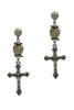Givenchy Silver and Pyrite Embellished Cross Drop Earrings