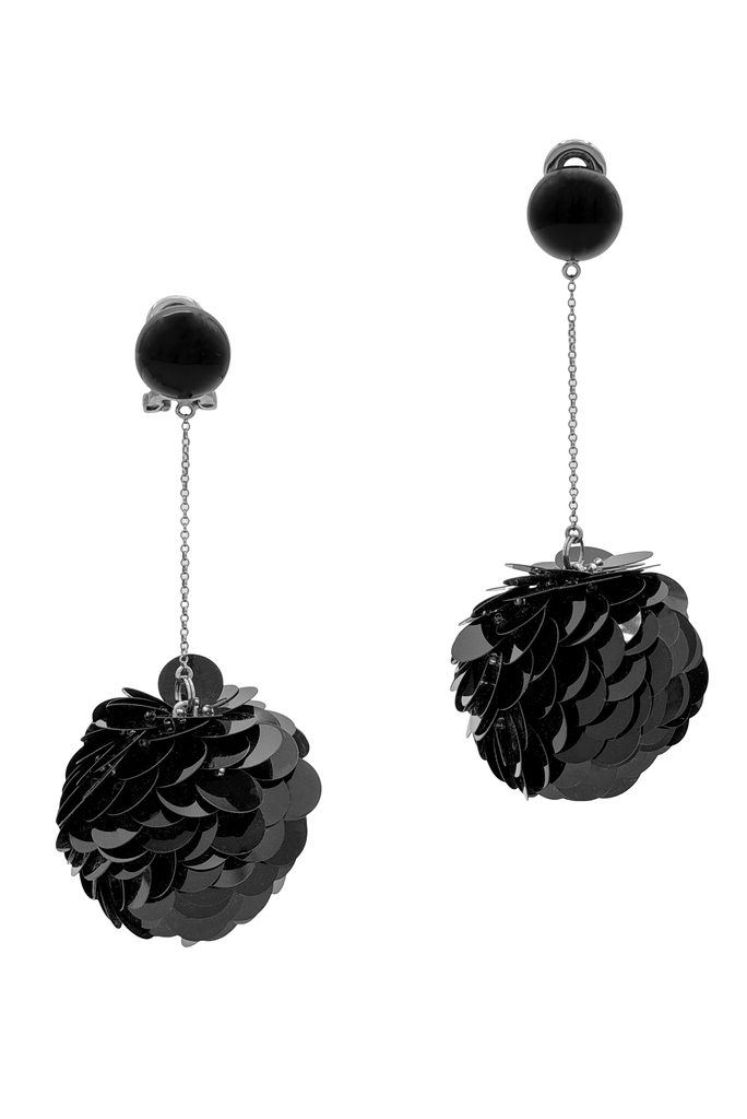Prada Black Sequin Ball Chain Drop Earrings
