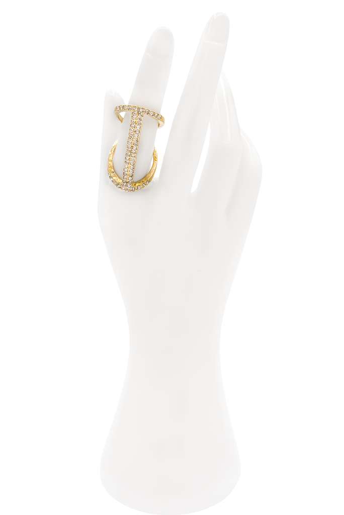 Vintage Gold & Pavé Crystal Double Band Ring