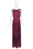 Nina Ricci Red Black Silk Snake Print Lace Inlay Dress Gown