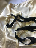 Margiela Ivory Satin Low Back Dress Gown with Halter Ribbon Tie