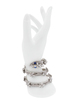 Zanotti Silver Crystal Flowers Wrapped Snake Band Bracelet