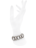 Noir Silver Pyramid Spike and Rhinestone Link Bracelet