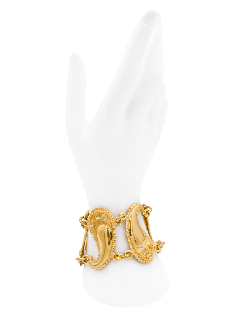 Leonard Paris Gold Paisley Two Chain Linked Toggle Clasp Bracelet