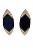 Valentino Silver Triangular Pentagon Vintage Black Enamel Rhinestone Earrings - BOUTIQUE PURCHASE PRICE