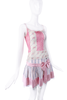 John Galliano Pink White Floral Print Lace Tank Top