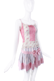 John Galliano Pink and Blue Striped Bow Babydoll Skirt