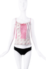 John Galliano Pink White Floral Print Lace Tank Top