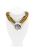 Leonikas Gold Oversized Disk Link Round Crystal Pendant Necklace