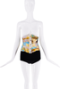 Roberto Cavalli Yellow Gold Blue Baroque Print Corset