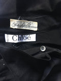 Chloé Black Silk Blouse with Cut-Out Detail Polo Shirt Collar 1970's