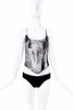Roberto Cavalli Black & White Leather Print Corset Top