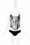 Roberto Cavalli Black & White Leather Print Corset Top