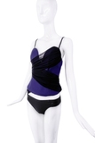 Roberto Cavalli Purple and Black Sheer Draped Corset