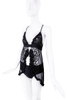 Roberto Cavalli Black Mesh Floral Crochet Open Front Draped Top