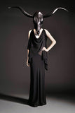 Gareth Pugh Black Draped Grecian Sheer Cut Out Dress Gown